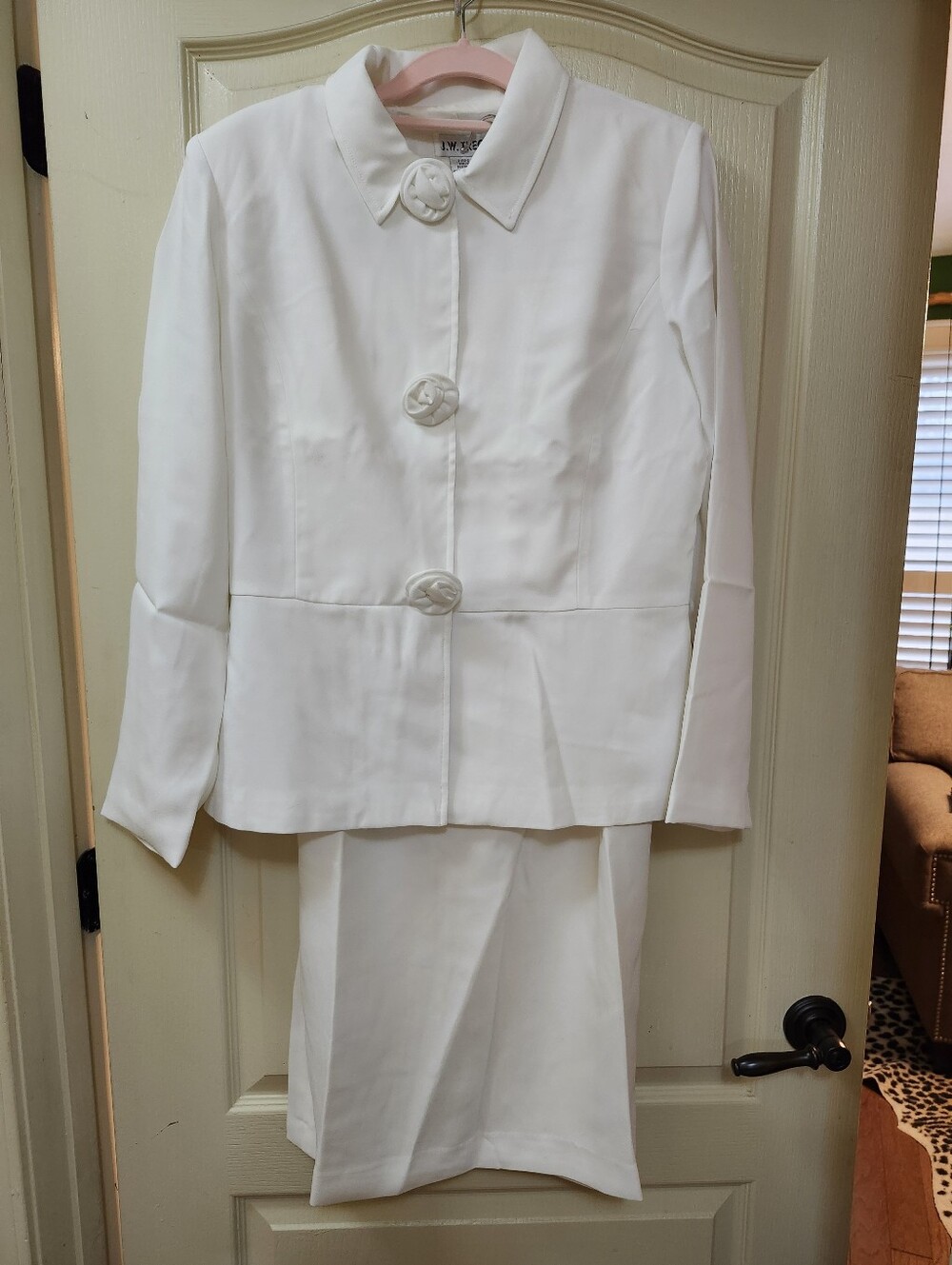 J.W. Treci White Formal Skirt Suit Set